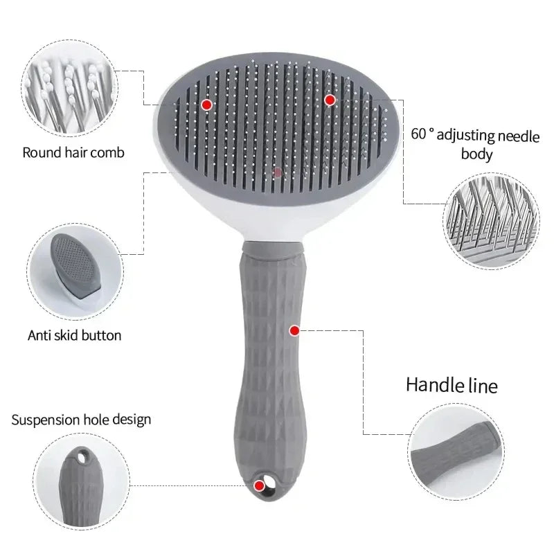 Self-Cleaning Pet Hair Removal Brush – Dematting Comb for Dogs & Cats