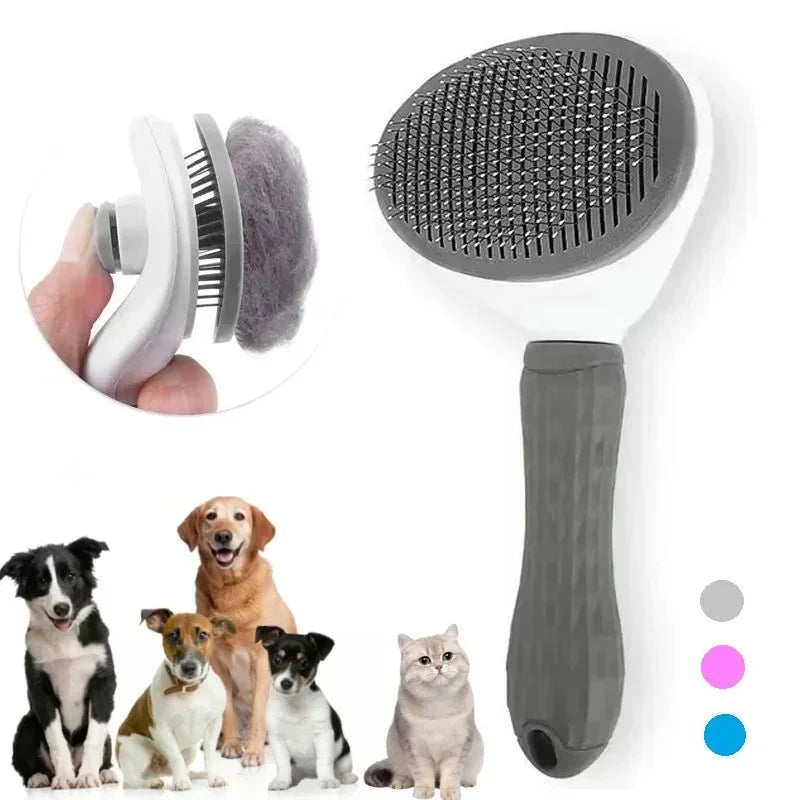 Self-Cleaning Pet Hair Removal Brush – Dematting Comb for Dogs & Cats
