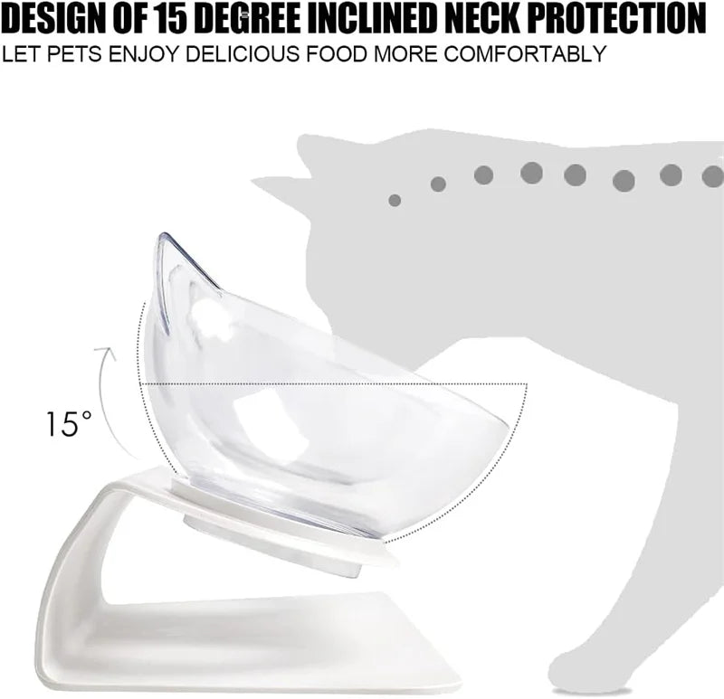 Non-Slip Double Elevated Cat Bowls with Stand – 15° Tilted Raised Feeding Station