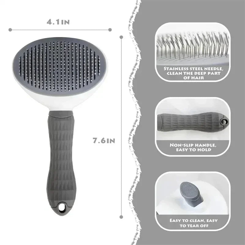 Self-Cleaning Pet Hair Removal Brush – Dematting Comb for Dogs & Cats