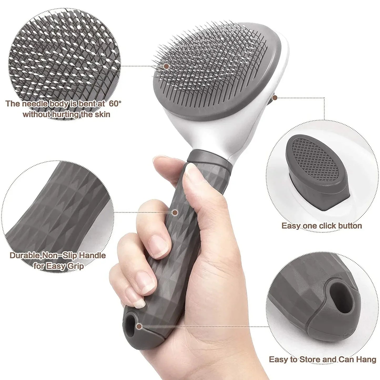 Self-Cleaning Pet Hair Removal Brush – Dematting Comb for Dogs & Cats