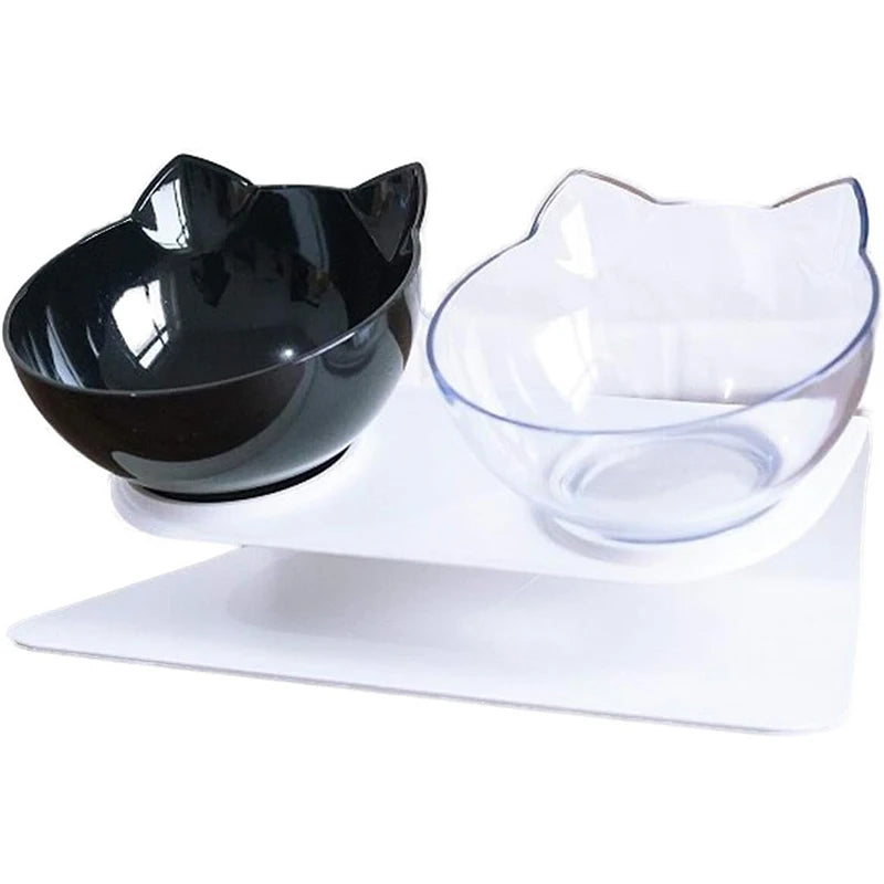 Non-Slip Double Elevated Cat Bowls with Stand – 15° Tilted Raised Feeding Station