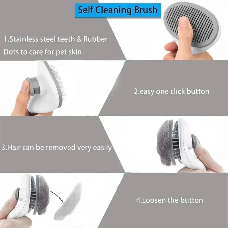 Self-Cleaning Pet Hair Removal Brush – Dematting Comb for Dogs & Cats