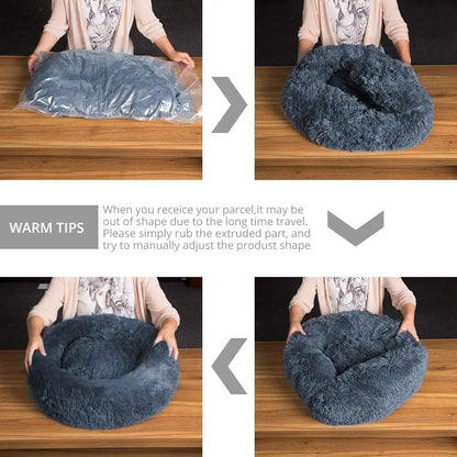Round Plush Pet Bed – Ultra Soft, Warm, and Washable for Cats & Dogs