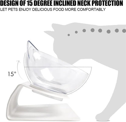 Non-Slip Double Elevated Cat Bowls with Stand – 15° Tilted Raised Feeding Station