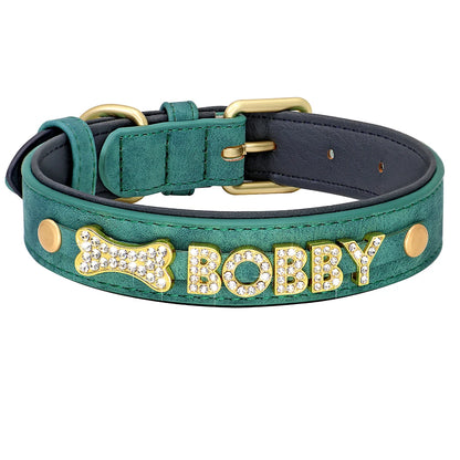 Custom Bling Leather Dog Collar