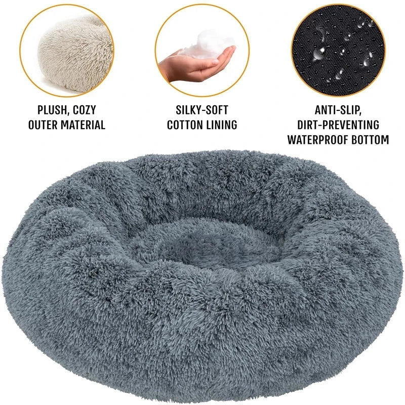 Round Plush Pet Bed – Ultra Soft, Warm, and Washable for Cats & Dogs