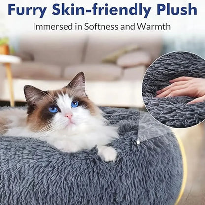 Round Plush Pet Bed – Ultra Soft, Warm, and Washable for Cats & Dogs