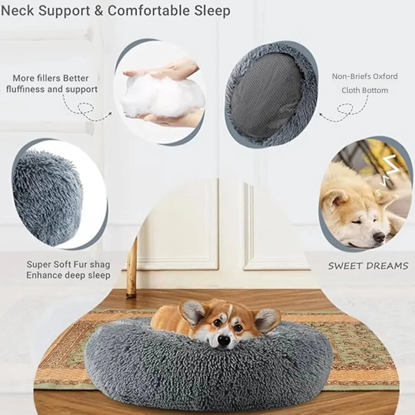 Round Plush Pet Bed – Ultra Soft, Warm, and Washable for Cats & Dogs