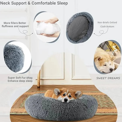 Round Plush Pet Bed – Ultra Soft, Warm, and Washable for Cats & Dogs