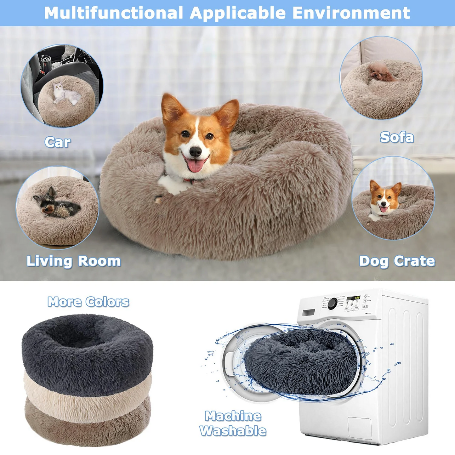 Round Plush Pet Bed – Ultra Soft, Warm, and Washable for Cats & Dogs