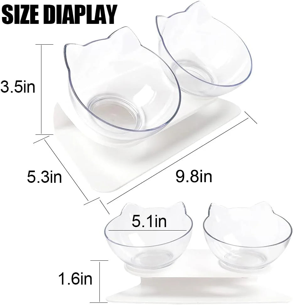 Non-Slip Double Elevated Cat Bowls with Stand – 15° Tilted Raised Feeding Station