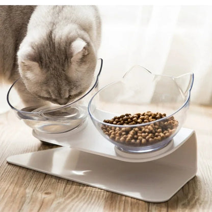 Non-Slip Double Elevated Cat Bowls with Stand – 15° Tilted Raised Feeding Station
