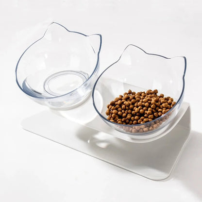 Non-Slip Double Elevated Cat Bowls with Stand – 15° Tilted Raised Feeding Station