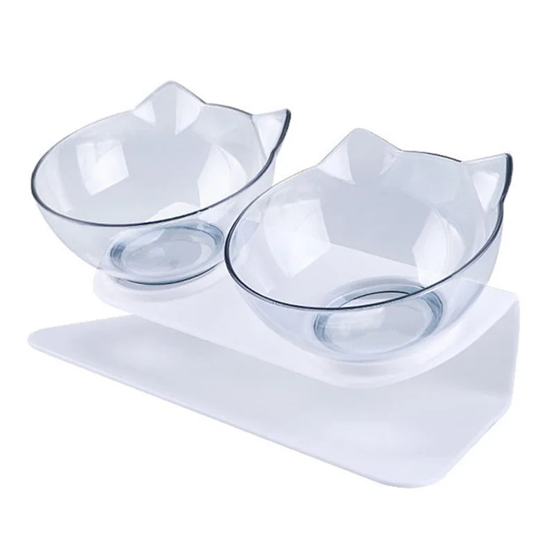 Non-Slip Double Elevated Cat Bowls with Stand – 15° Tilted Raised Feeding Station