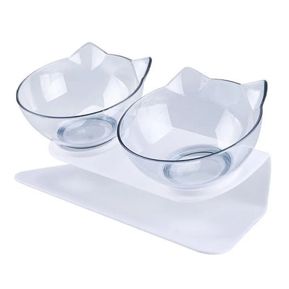 Non-Slip Double Elevated Cat Bowls with Stand – 15° Tilted Raised Feeding Station