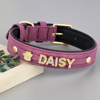 Custom Bling Leather Dog Collar