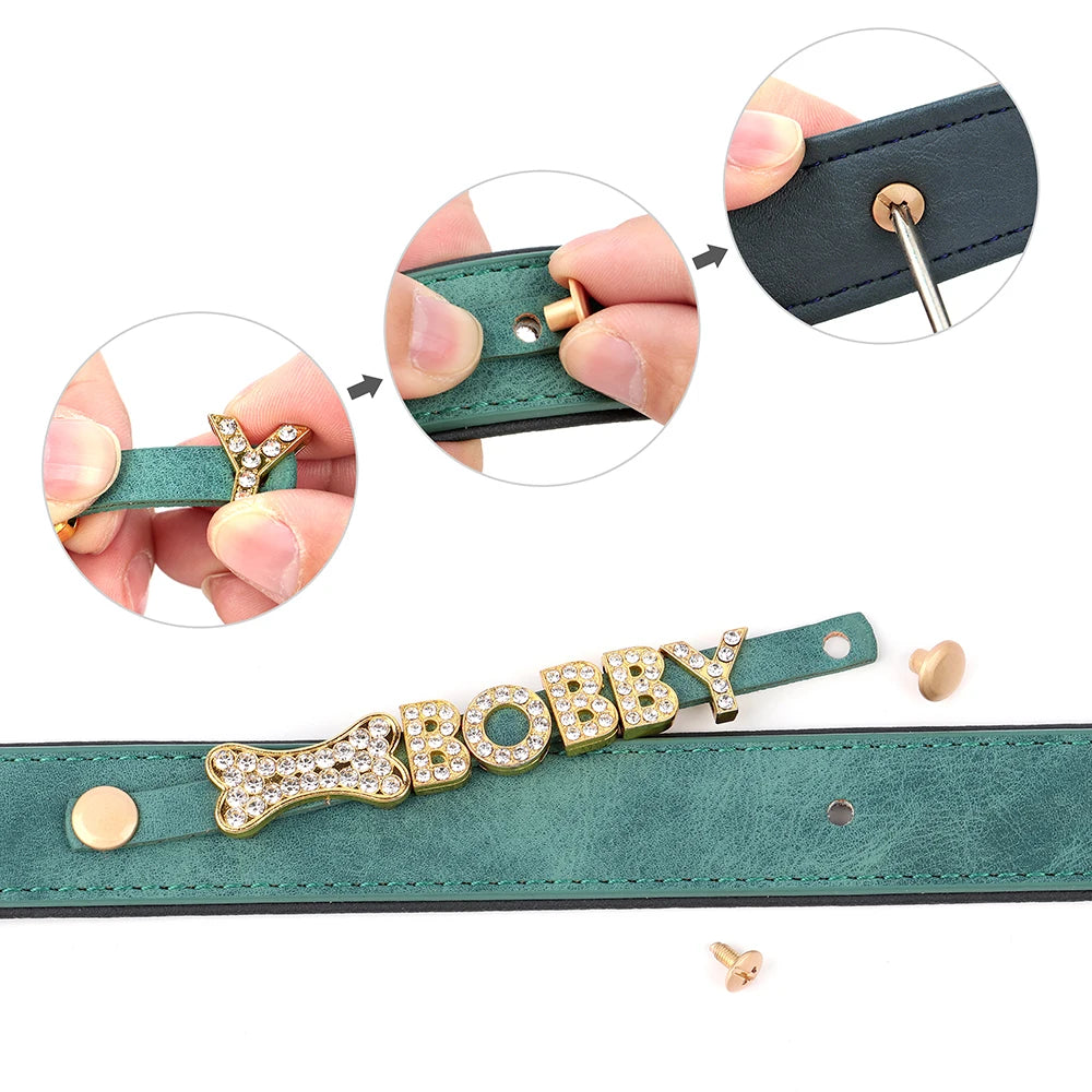Custom Bling Leather Dog Collar
