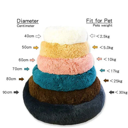 Round Plush Pet Bed – Ultra Soft, Warm, and Washable for Cats & Dogs
