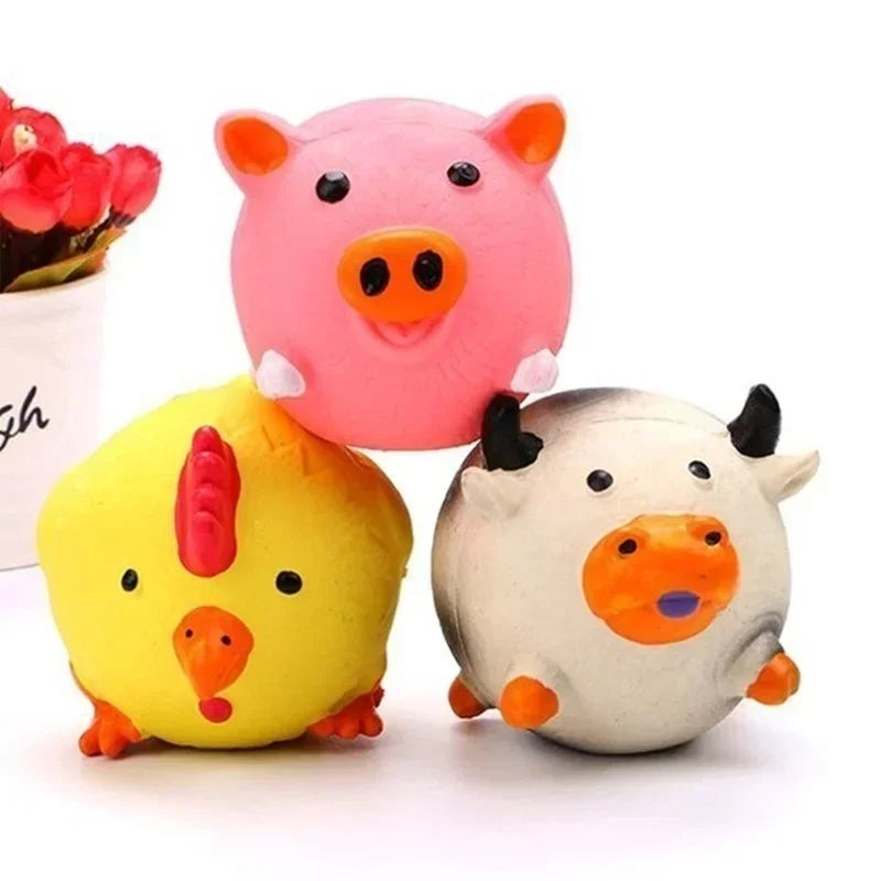 Squeaky Latex Animal Toy for Dogs – Pig, Chicken or Cow