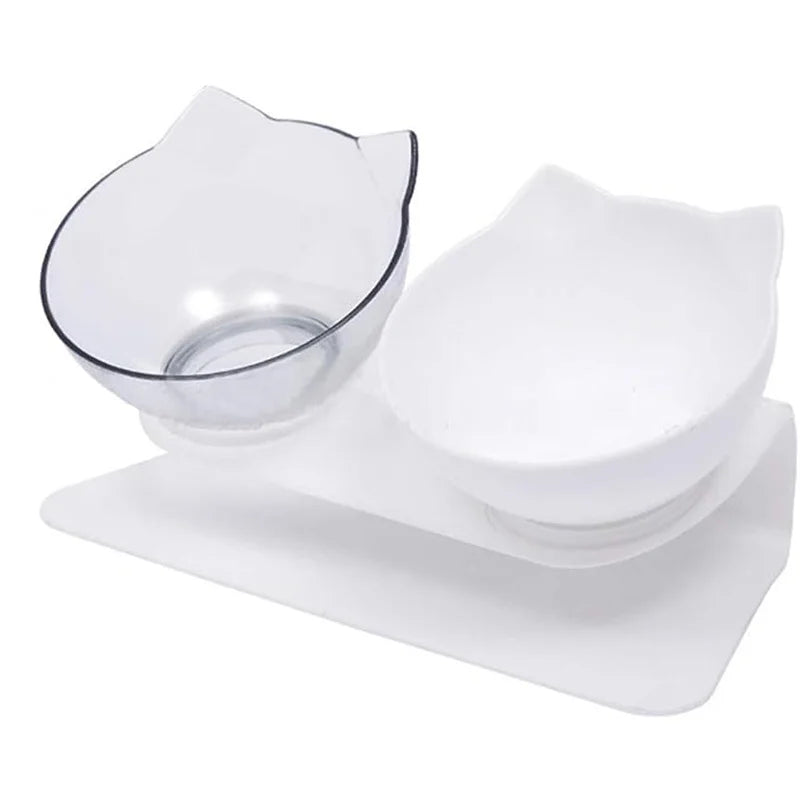 Non-Slip Double Elevated Cat Bowls with Stand – 15° Tilted Raised Feeding Station