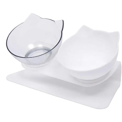 Non-Slip Double Elevated Cat Bowls with Stand – 15° Tilted Raised Feeding Station