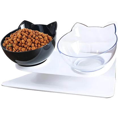 Non-Slip Double Elevated Cat Bowls with Stand – 15° Tilted Raised Feeding Station