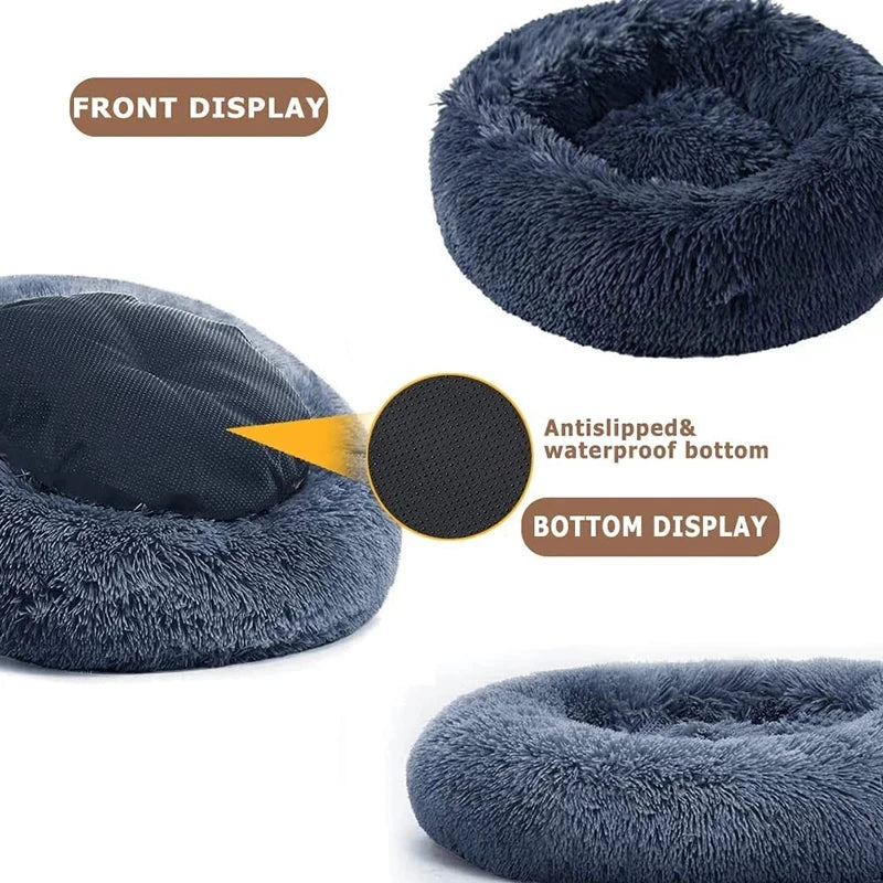 Round Plush Pet Bed – Ultra Soft, Warm, and Washable for Cats & Dogs
