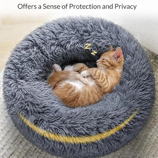 Round Plush Pet Bed – Ultra Soft, Warm, and Washable for Cats & Dogs